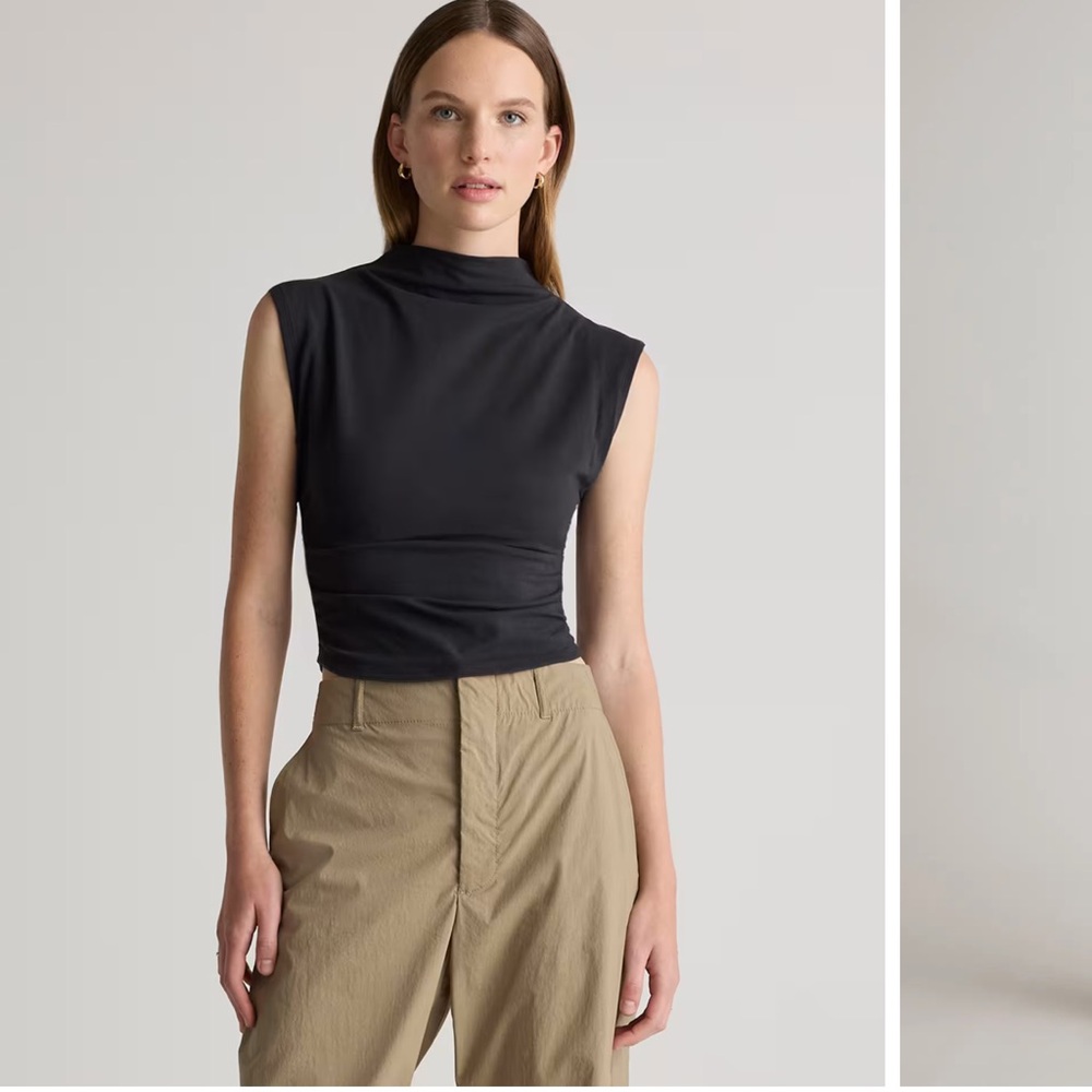 NWT QUINCE white cotton mock top. Small and black tencel tank (s) bundle!